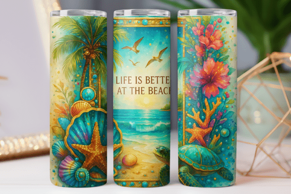 Beach Animal Tumbler Wrap: Freebie Graphic for Sellers