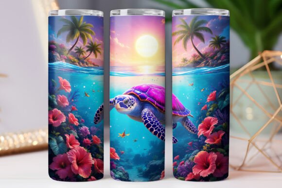 Beach Sea Turtle Tumbler: Free Graphics Asset Review