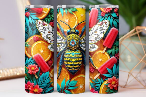 Bee Sunflower Tumbler Wrap Graphics for Brand Design