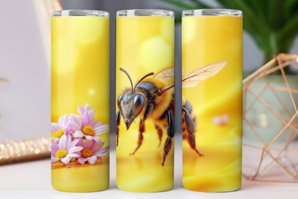 Bee Sunflower Tumbler Wrap Skinny Jpg: Graphics for Tumbler Wraps