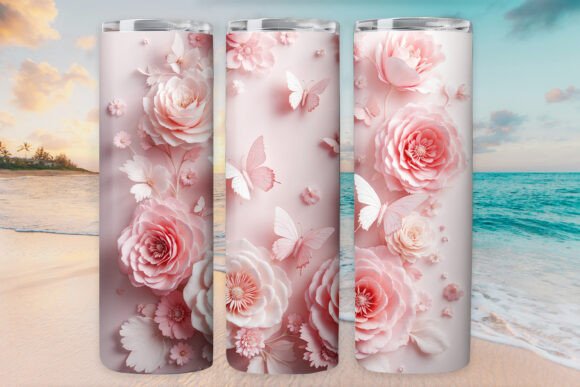 Butterfly Rose Tumbler Wrap Graphics Freebies