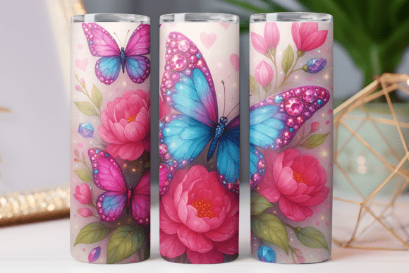 Butterfly Watercolor Pattern Tumbler Wrap Graphics