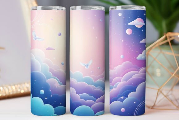 Cartoon Sky Tumbler Wrap Design Graphics Freebies for Publishers