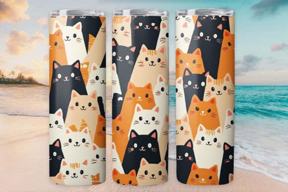 Cat Kitty Print Tumbler Wrap 20oz Skinny Graphics & Tumbler Wraps