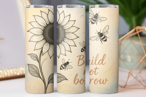 Floral Motivation Tumbler Wrap Skinny: Graphics & Tumbler Wraps
