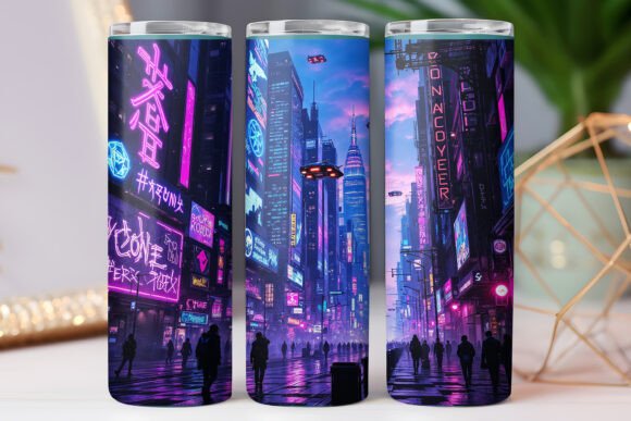 Japanese Night City Tumbler Wraps: Graphics for Editors