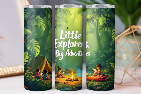 Kids Camping Tumbler Wrap 20oz Skinny: Graphics & Tumbler Wraps
