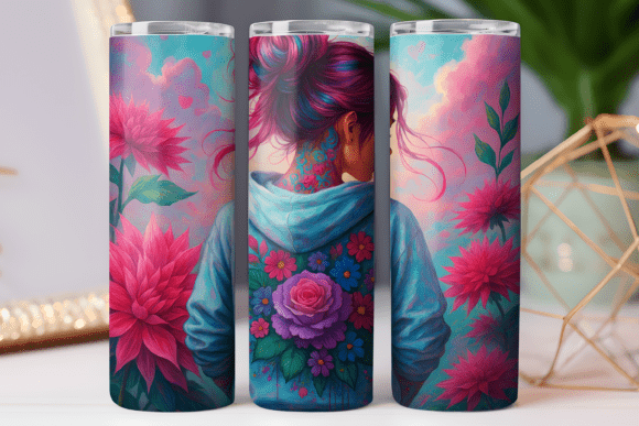 Rose Floral Women Vibe Tumbler Wrap Png Graphics Freebies