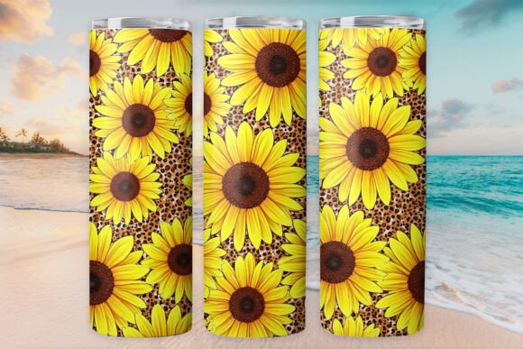 Sunflower Art Leopard Glitter Tumbler: Graphics & Freebies