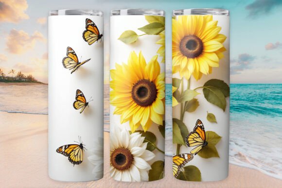 Sunflower Butterfly Tumbler Wrap 20oz Graphics & Freebies