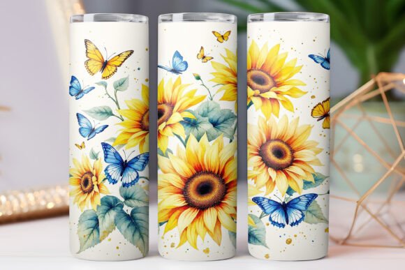 Sunflower Tumbler Wrap 20oz Skinny Graphics & Tumbler Wraps
