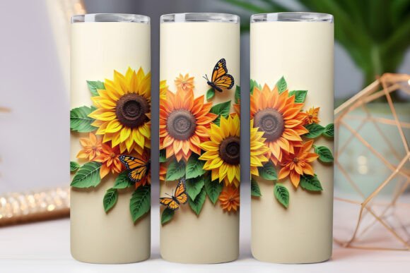 Sunflower Tumbler Wrap Graphics Freebie for Designers