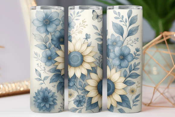 Sunflower Watercolor Pattern Tumbler Jpg Graphics Freebies