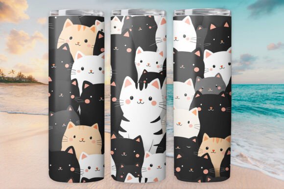White Black Cat Kitty Tumbler Wrap 20oz Graphics Freebie Review