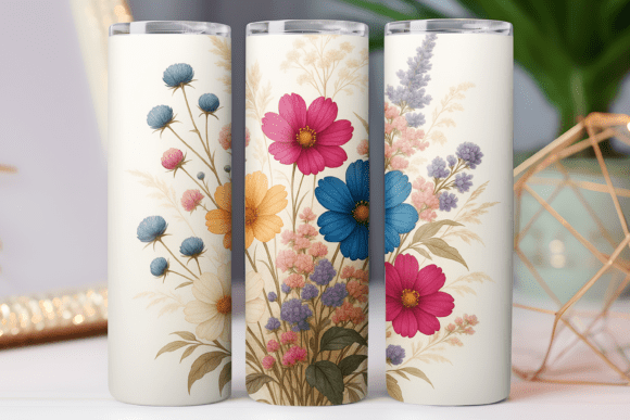 Wildflower Pattern Tumbler Art Wrap Jpg Graphics for Tumbler Wraps