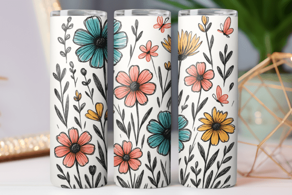 Wildflower Pattern Tumbler Wraps Graphics for Branding